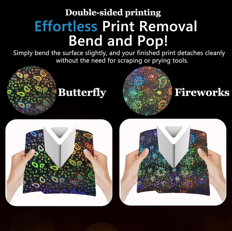 Wefuit 3D Printer Bambu Labs Build Plate for Bambu Lab X1C/X1/X1E/P1P/P1S/A1,Double Sided Fireworks+Butterfly Spring Steel Sheet Plate 257x257mm Flexible Removable Platform Bambu A1 3D Printer Plate. - Image 3